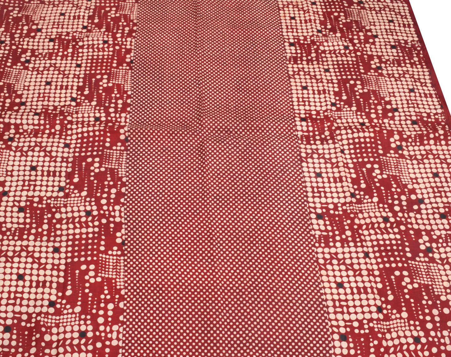 Sushila Vintage Maroon Polka Dot Saree 100% Pure Silk Printed Soft Craft Fabric