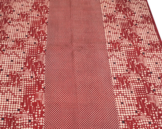 Sushila Vintage Maroon Polka Dot Saree 100% Pure Silk Printed Soft Craft Fabric
