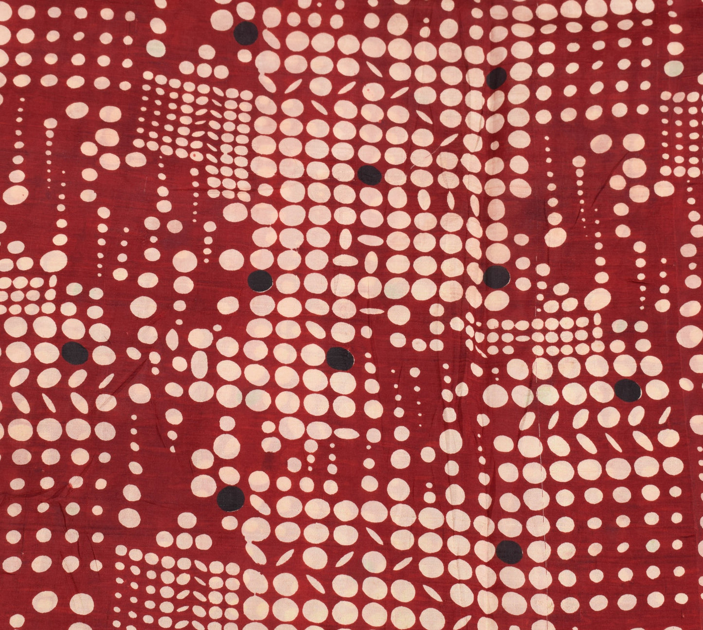Sushila Vintage Maroon Polka Dot Saree 100% Pure Silk Printed Soft Craft Fabric