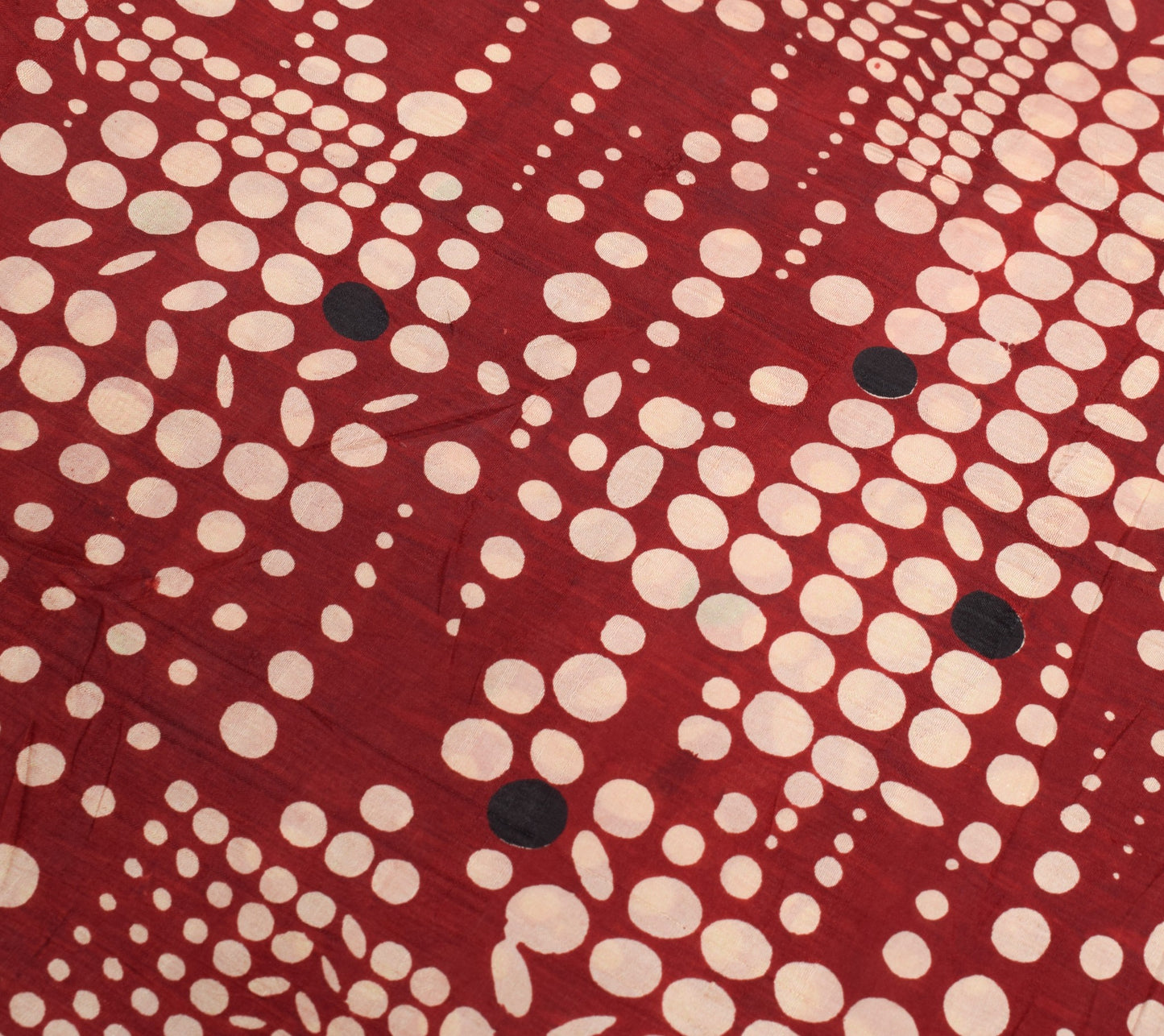 Sushila Vintage Maroon Polka Dot Saree 100% Pure Silk Printed Soft Craft Fabric