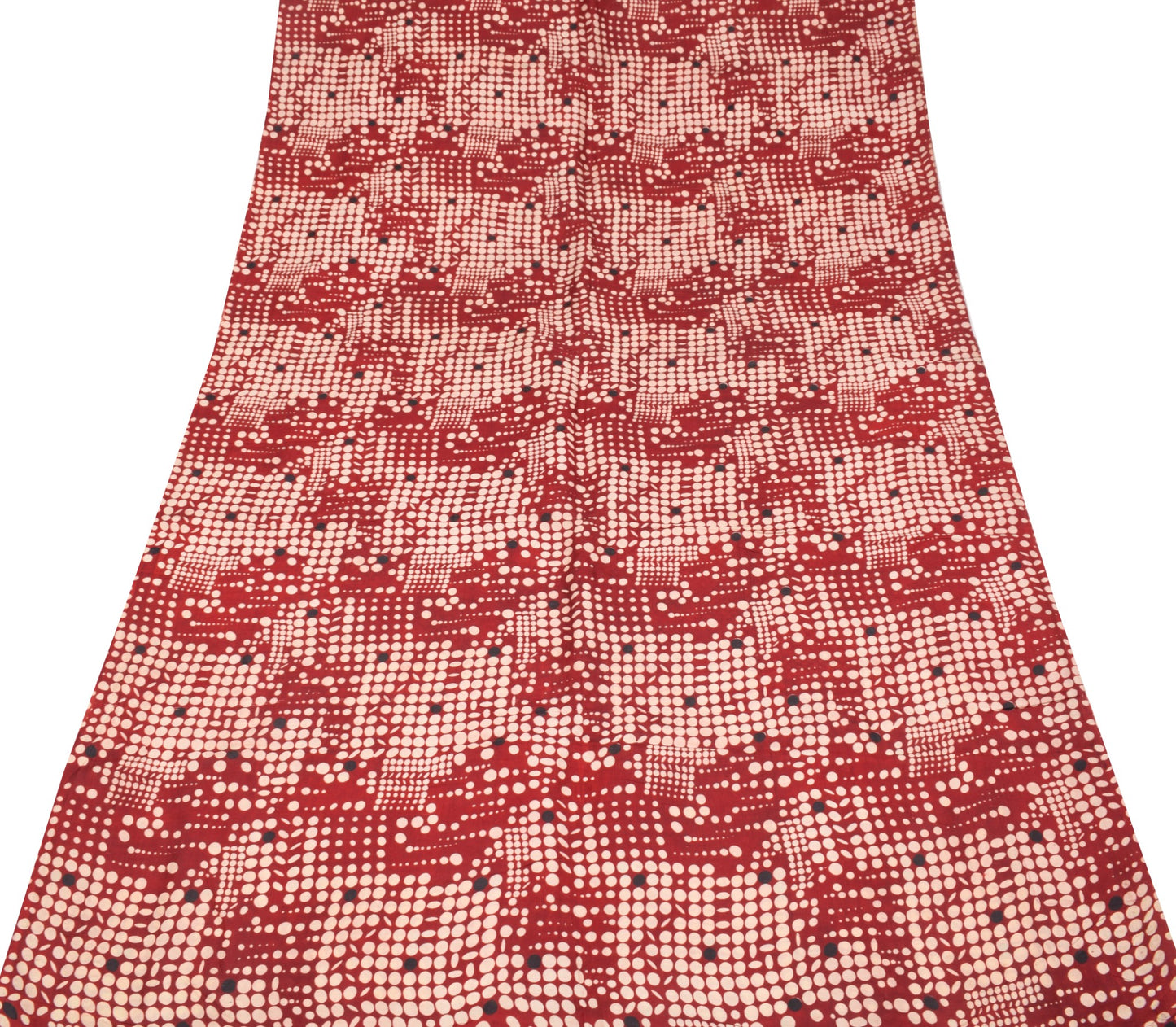 Sushila Vintage Maroon Polka Dot Saree 100% Pure Silk Printed Soft Craft Fabric