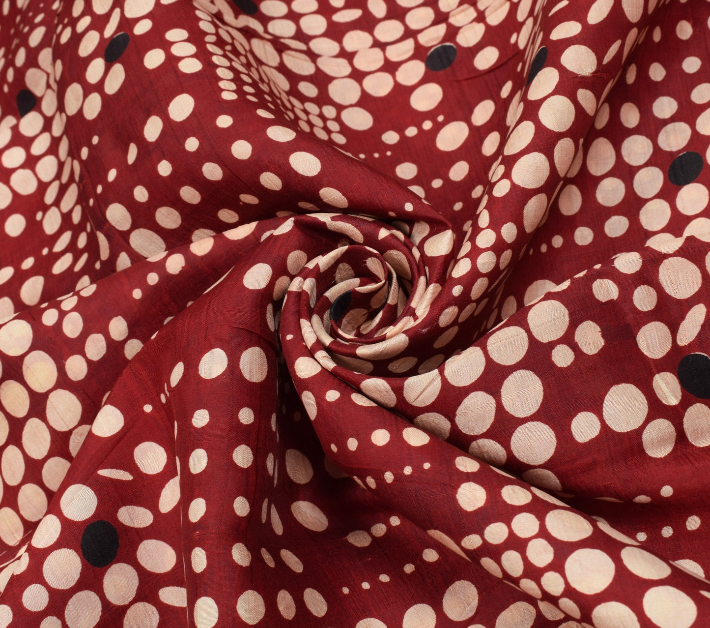 Sushila Vintage Maroon Polka Dot Saree 100% Pure Silk Printed Soft Craft Fabric