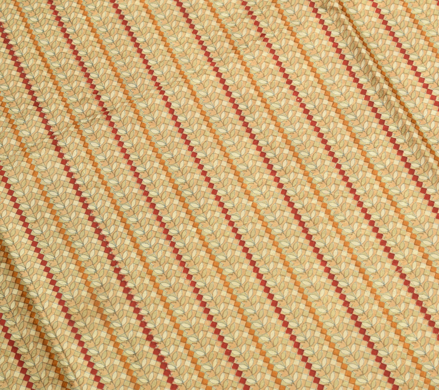 Sushila Vintage Saree 100% Pure Silk Printed Floral & Checks Soft Craft Fabric