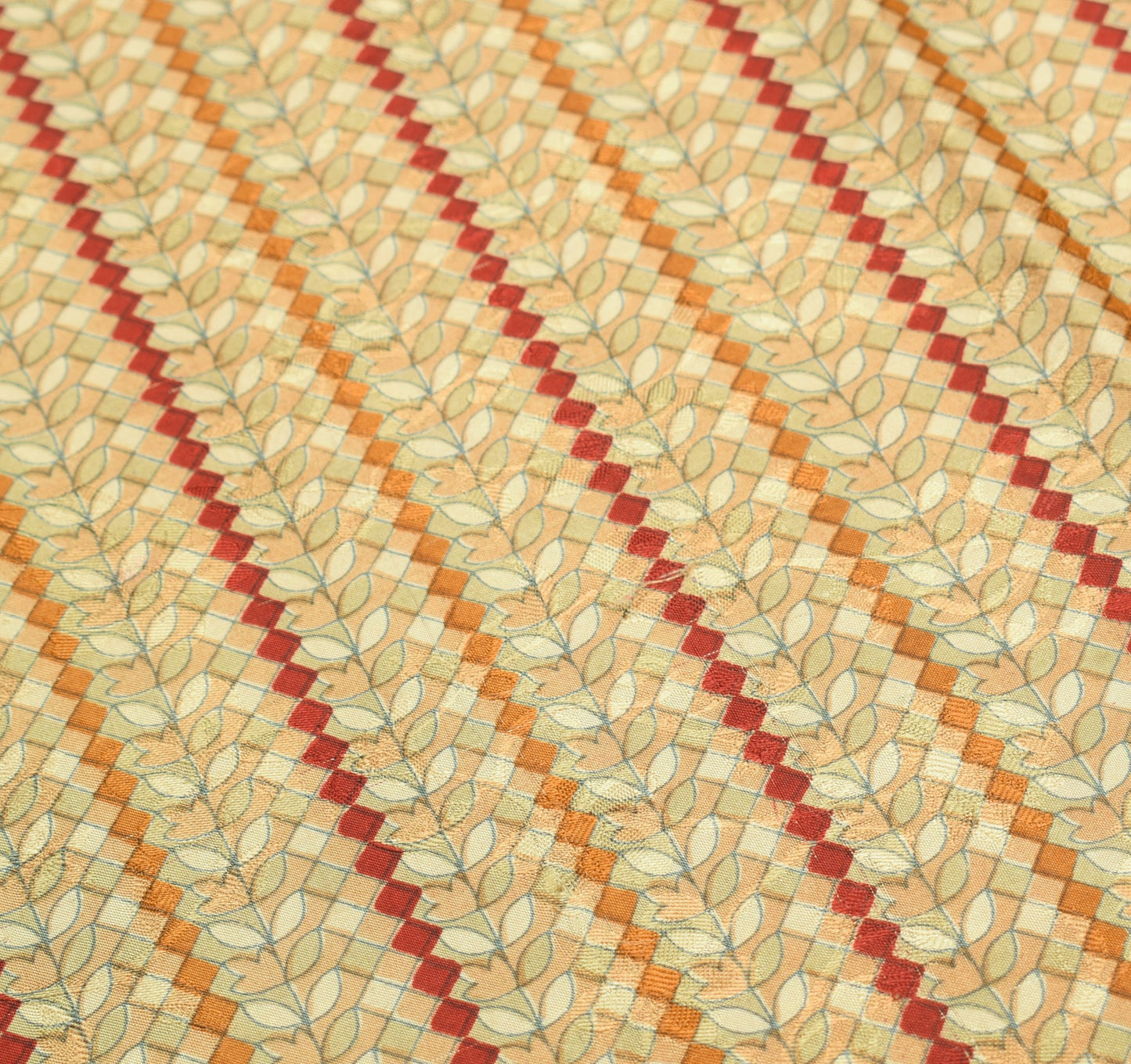 Sushila Vintage Saree 100% Pure Silk Printed Floral & Checks Soft Craft Fabric