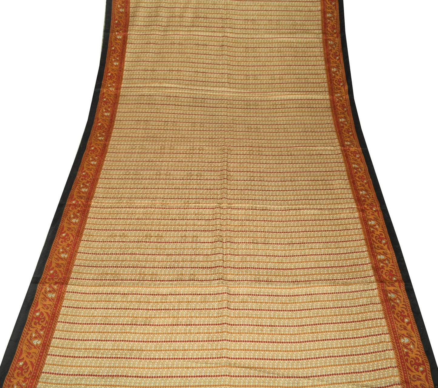 Sushila Vintage Saree 100% Pure Silk Printed Floral & Checks Soft Craft Fabric