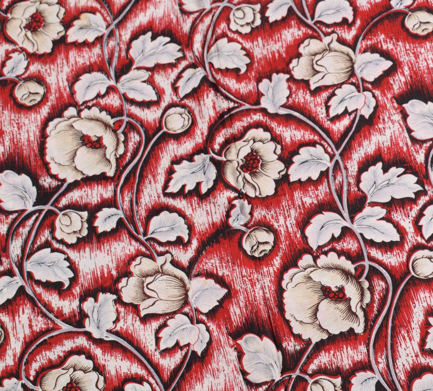 Sushila Vintage Black Red Bollywood Saree Pure Satin Silk Printed Soft Fabric