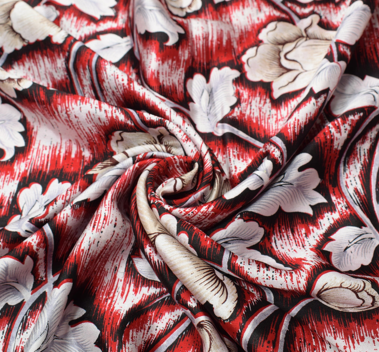 Sushila Vintage Black Red Bollywood Saree Pure Satin Silk Printed Soft Fabric