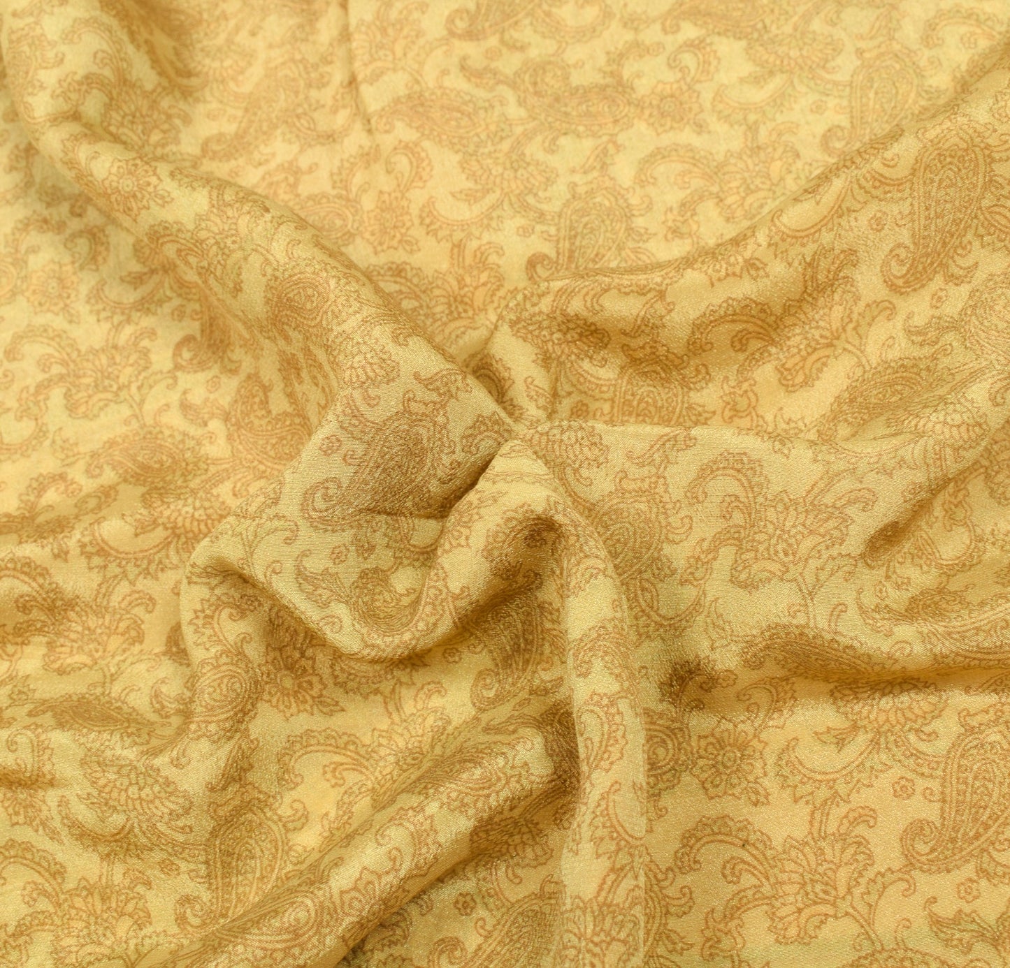 Sushila Vintage Cream Saree Pure Silk Hand Block Printed Paisley Soft Fabric