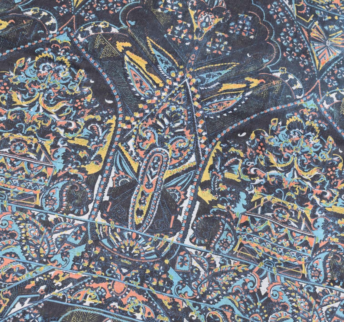 Sushila Vintage Black Saree 100% Pure Silk Printed Abstract Soft Craft Fabric