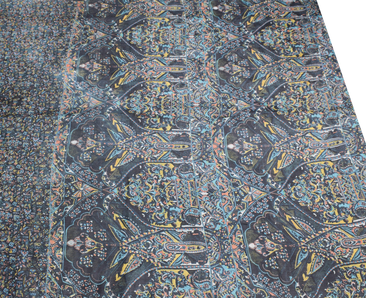 Sushila Vintage Black Saree 100% Pure Silk Printed Abstract Soft Craft Fabric