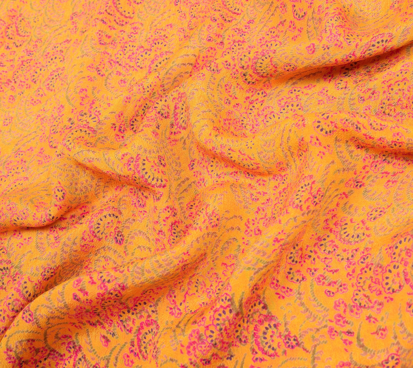 Sushila Vintage Magenta Yellow Saree Floral Pure Silk Printed Soft Craft Fabric