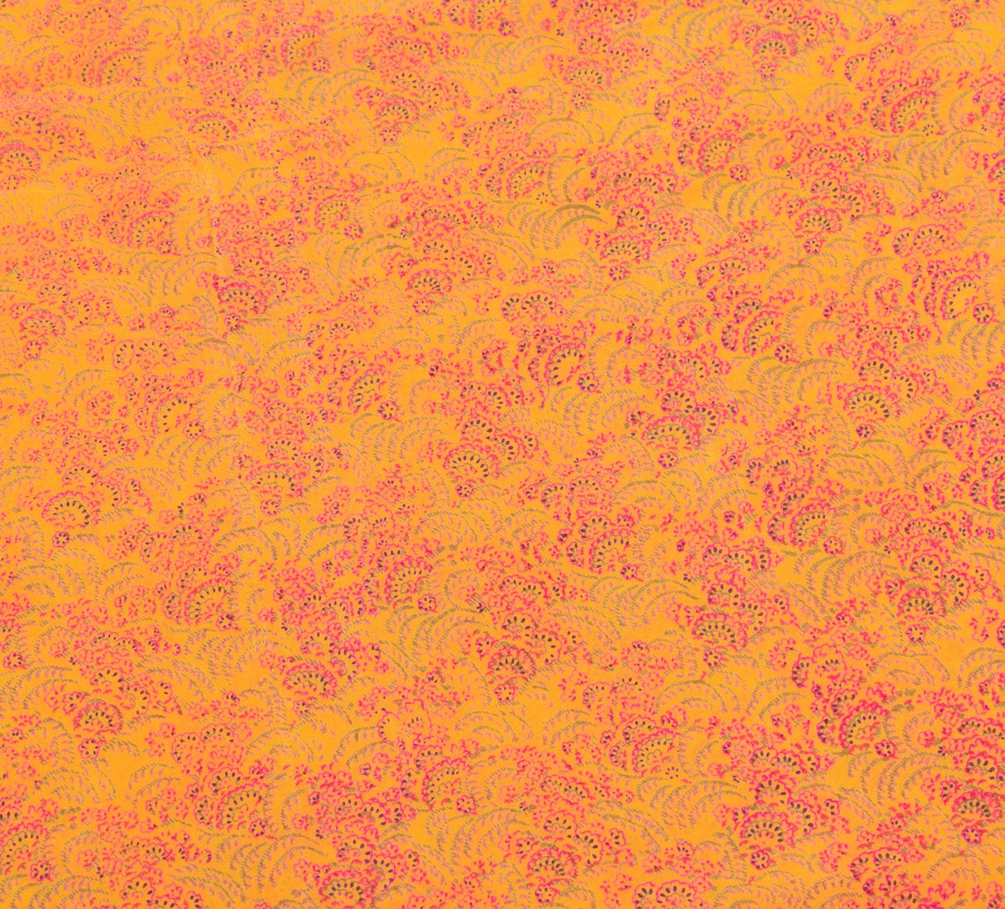 Sushila Vintage Magenta Yellow Saree Floral Pure Silk Printed Soft Craft Fabric