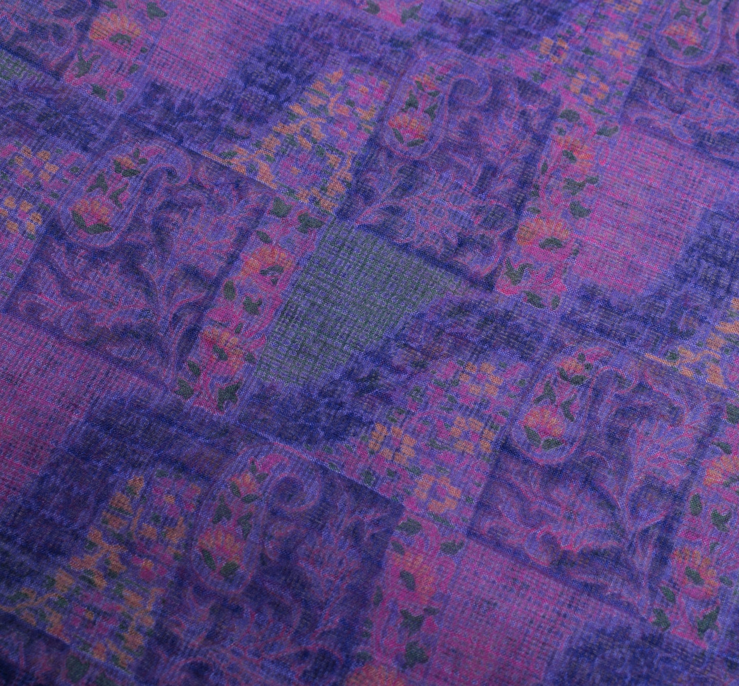 Sushila Vintage Purple Saree 100% Pure Silk Printed Zari Woven Soft Craft Fabric