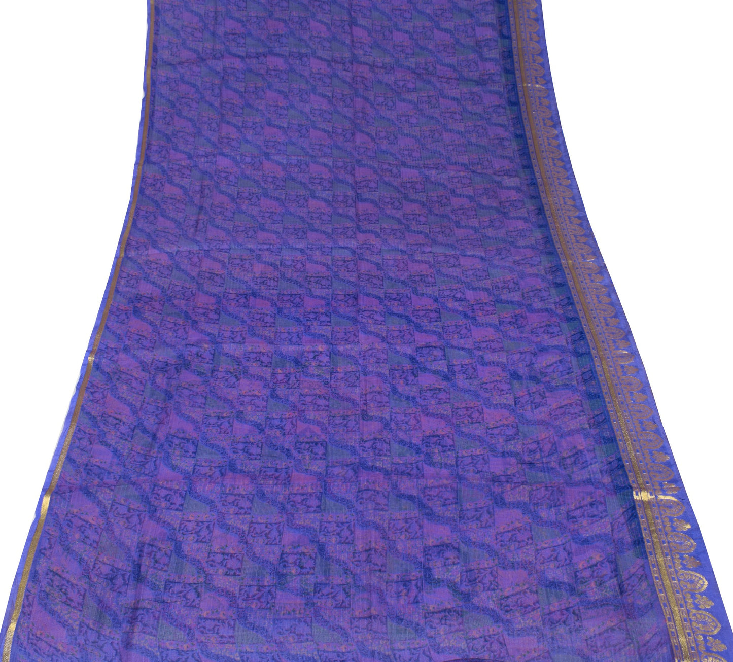 Sushila Vintage Purple Saree 100% Pure Silk Printed Zari Woven Soft Craft Fabric