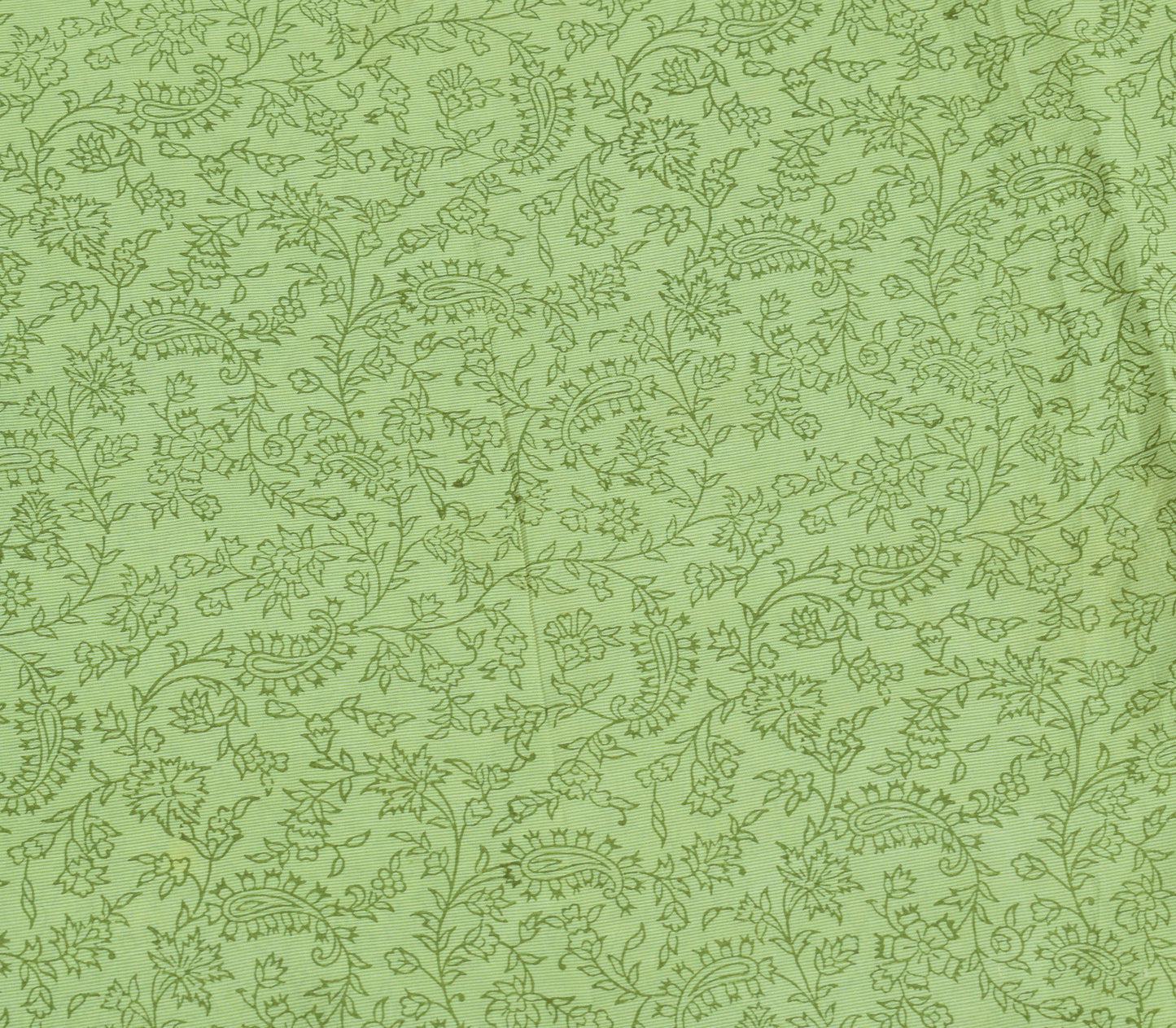 Sushila Vintage Paisley Green Saree Pure Silk Hand Block Printed 6YD Soft Fabric