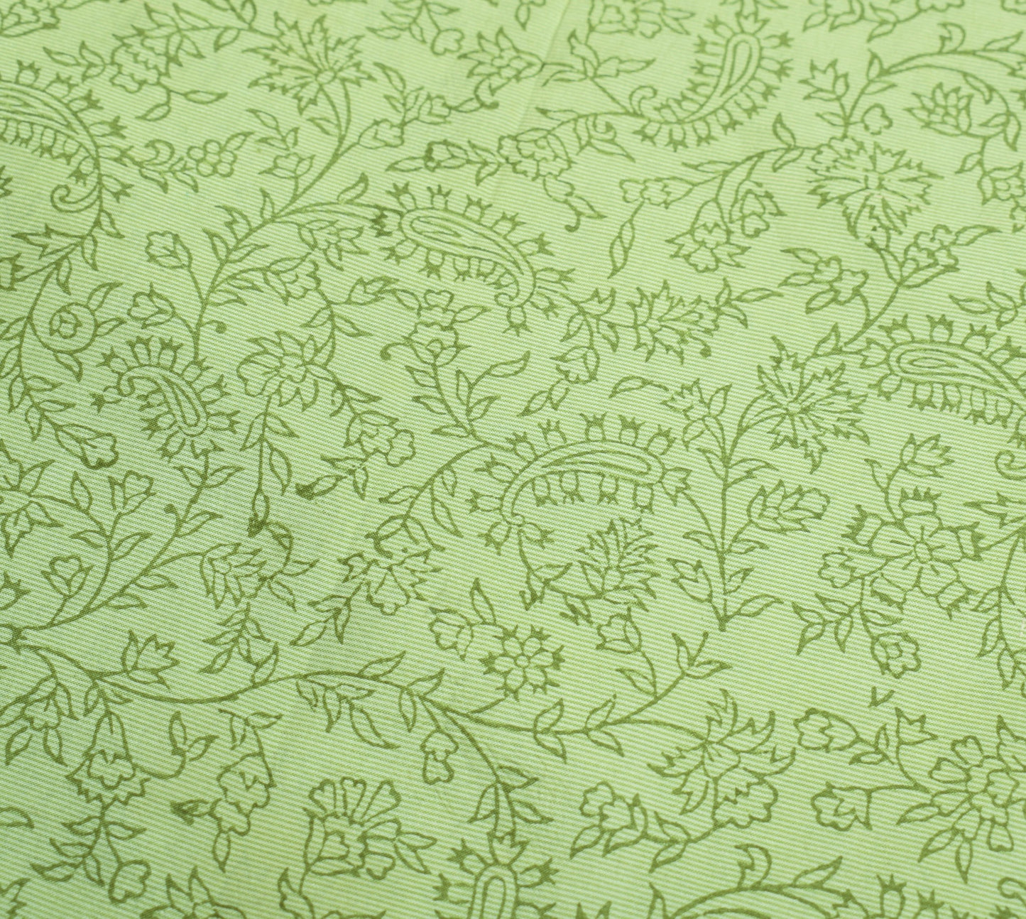 Sushila Vintage Paisley Green Saree Pure Silk Hand Block Printed 6YD Soft Fabric