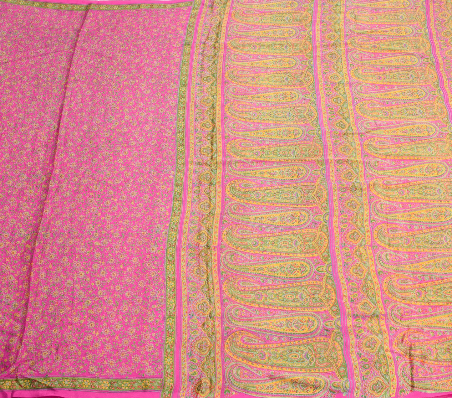 Sushila Vintage Magenta Floral Saree 6 Yard Pure Silk Printed Soft Craft Fabric