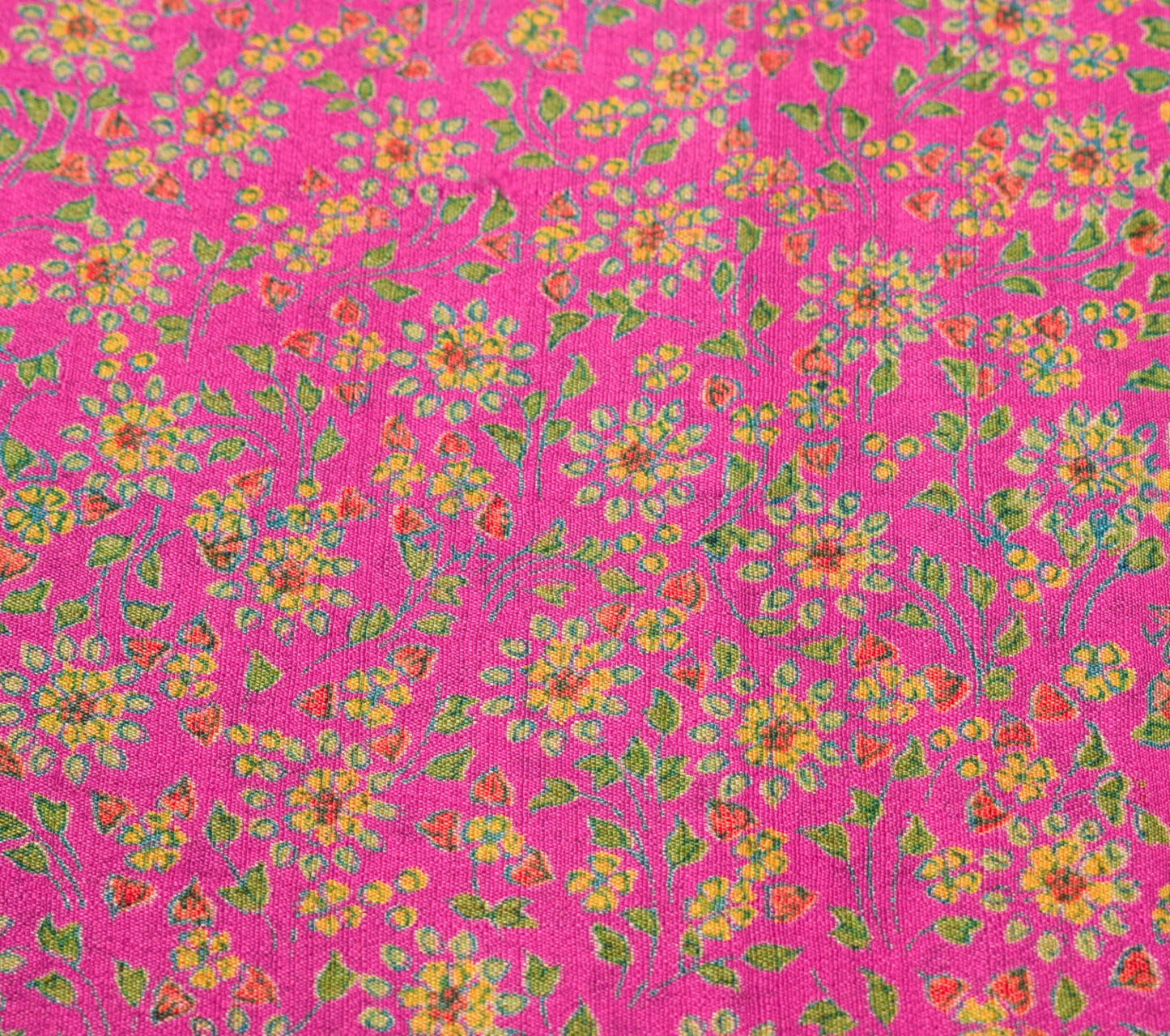 Sushila Vintage Magenta Floral Saree 6 Yard Pure Silk Printed Soft Craft Fabric