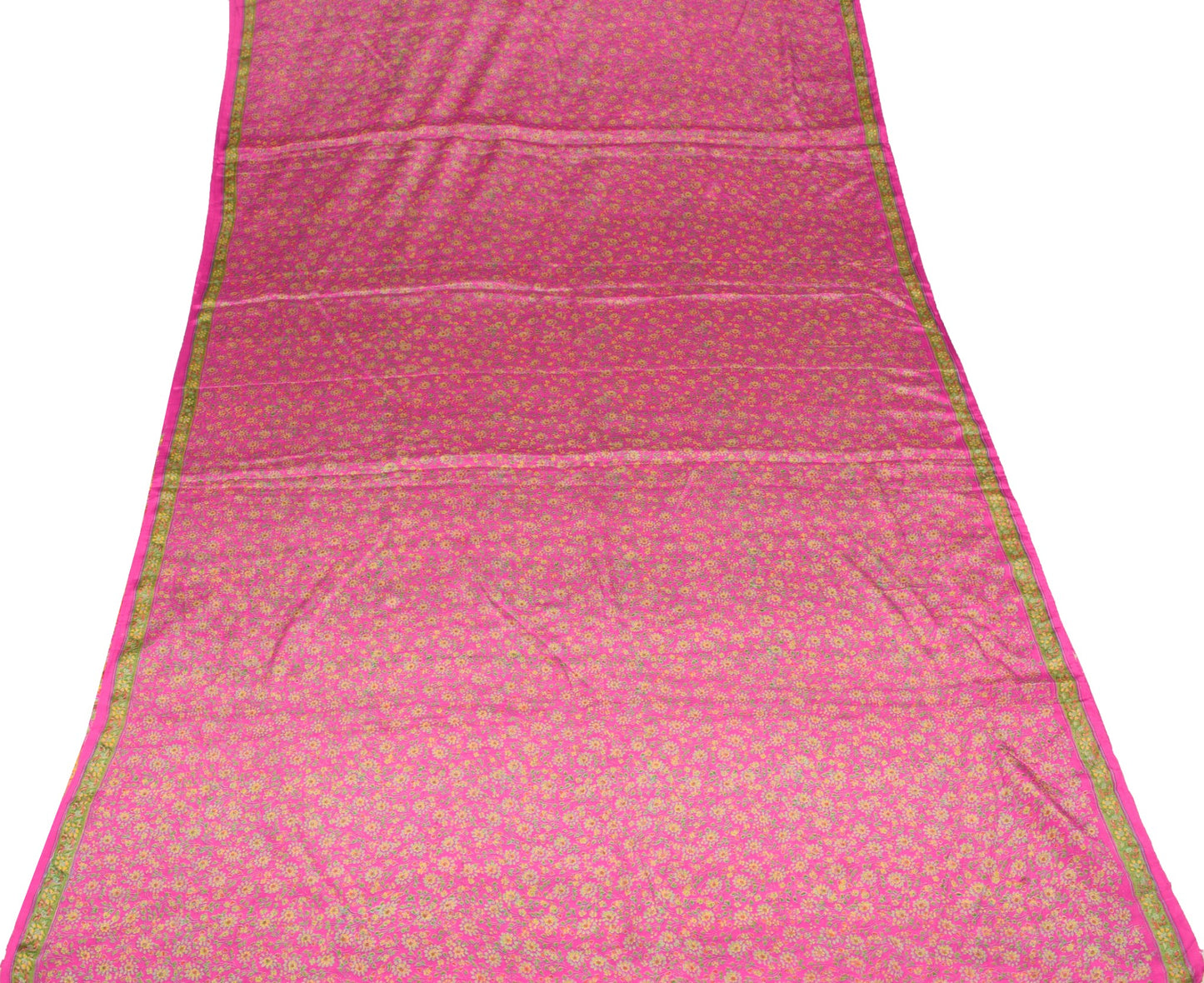 Sushila Vintage Magenta Floral Saree 6 Yard Pure Silk Printed Soft Craft Fabric