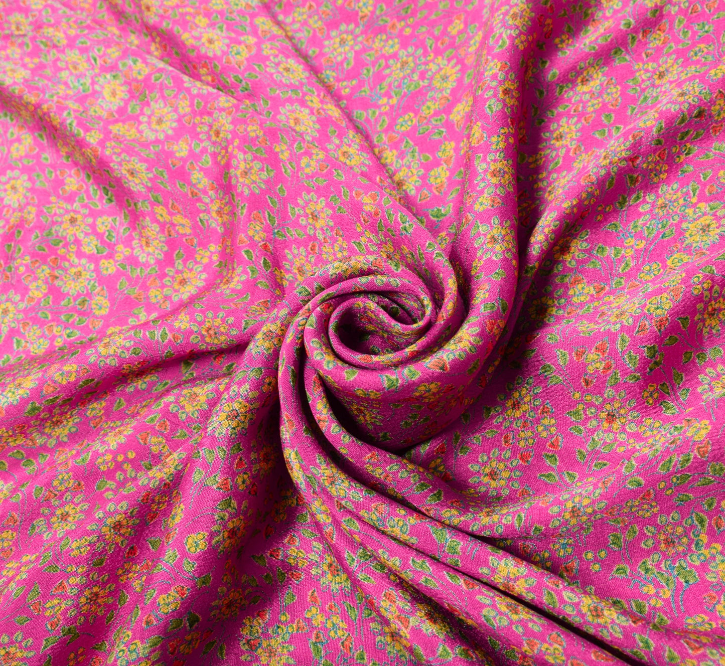 Sushila Vintage Magenta Floral Saree 6 Yard Pure Silk Printed Soft Craft Fabric