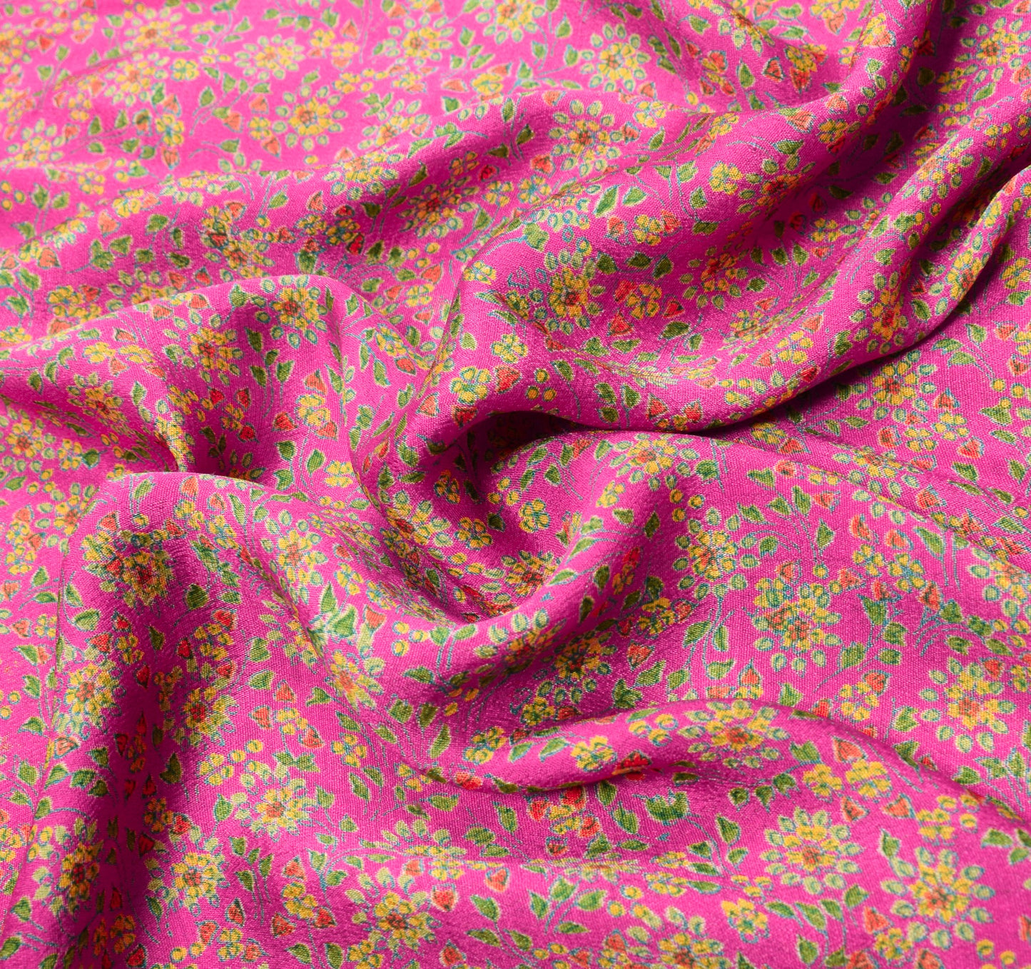 Sushila Vintage Magenta Floral Saree 6 Yard Pure Silk Printed Soft Craft Fabric