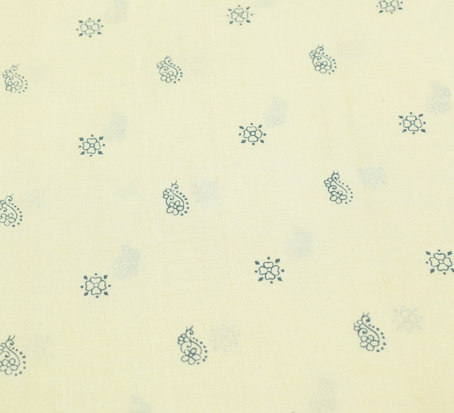 Sushila Vintage Cream Saree Pure Silk Printed Hand Block Floral 5YD Craft Fabric