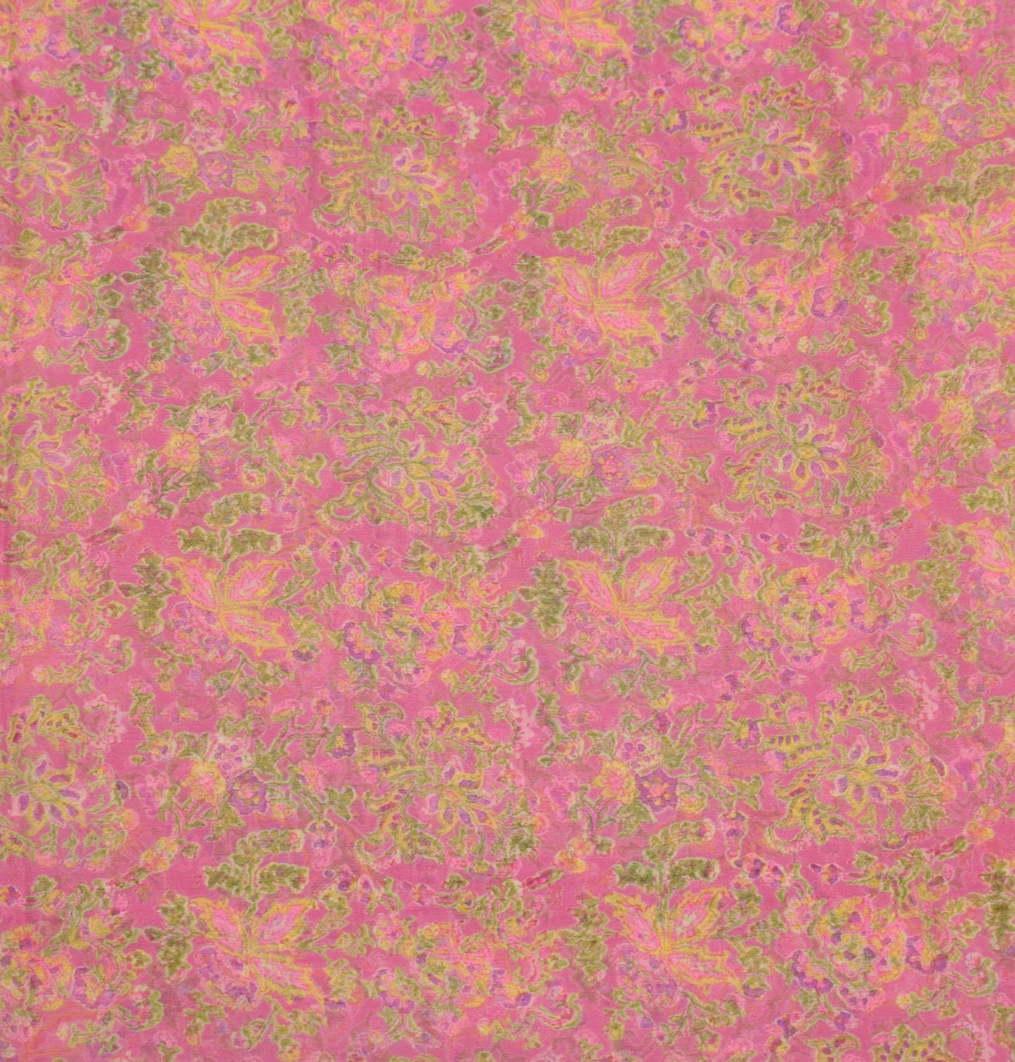 Sushila Vintage Floral Pink Saree Pure Chiffon Silk Printed Soft Craft Fabric