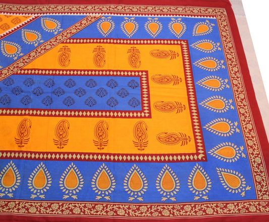 Sushila Vintage Yellow Saree Traditional Pure Cotton Printed Soft Craft Fabric