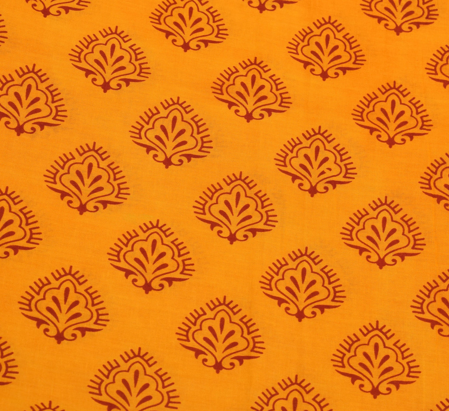 Sushila Vintage Yellow Saree Traditional Pure Cotton Printed Soft Craft Fabric