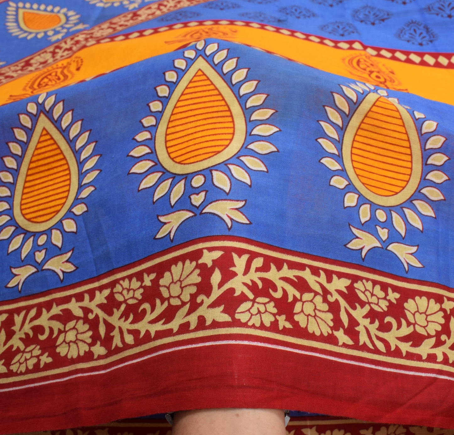 Sushila Vintage Yellow Saree Traditional Pure Cotton Printed Soft Craft Fabric