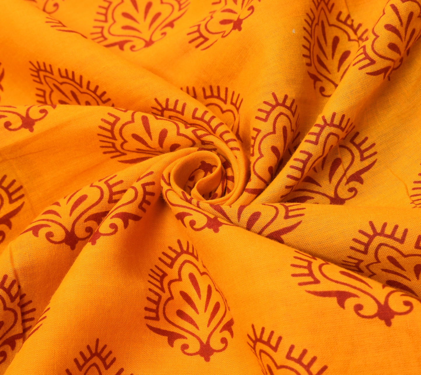 Sushila Vintage Yellow Saree Traditional Pure Cotton Printed Soft Craft Fabric