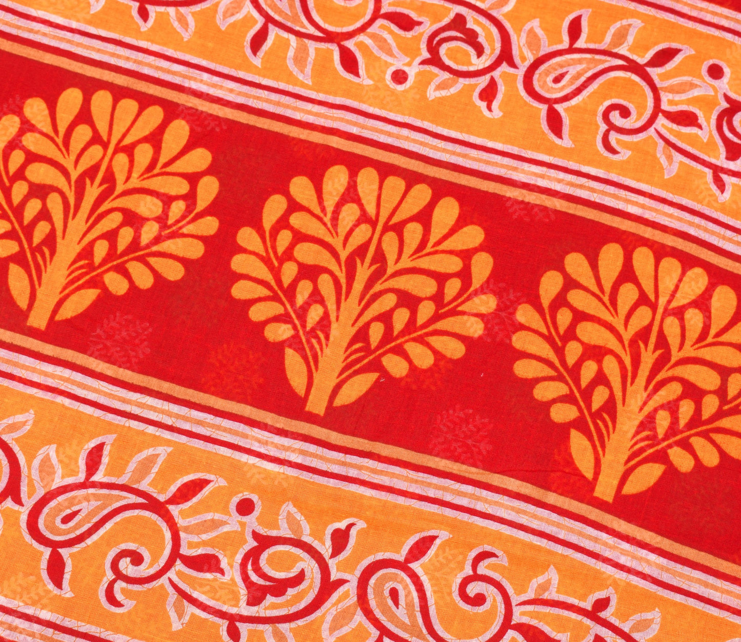 Sushila Vintage Red Floral Saree 100% Pure Cotton Printed DailyWear Craft Fabric
