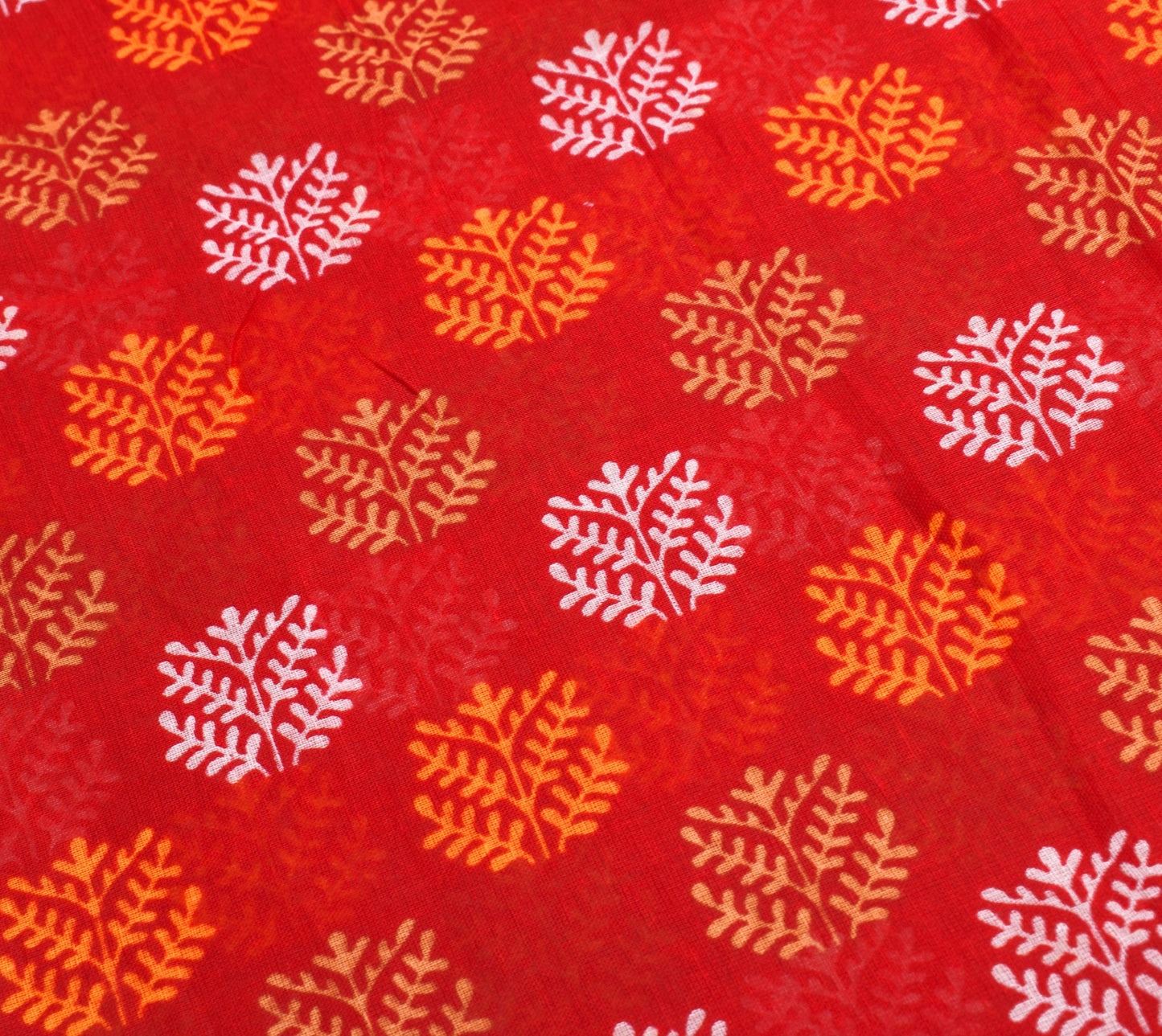 Sushila Vintage Red Floral Saree 100% Pure Cotton Printed DailyWear Craft Fabric