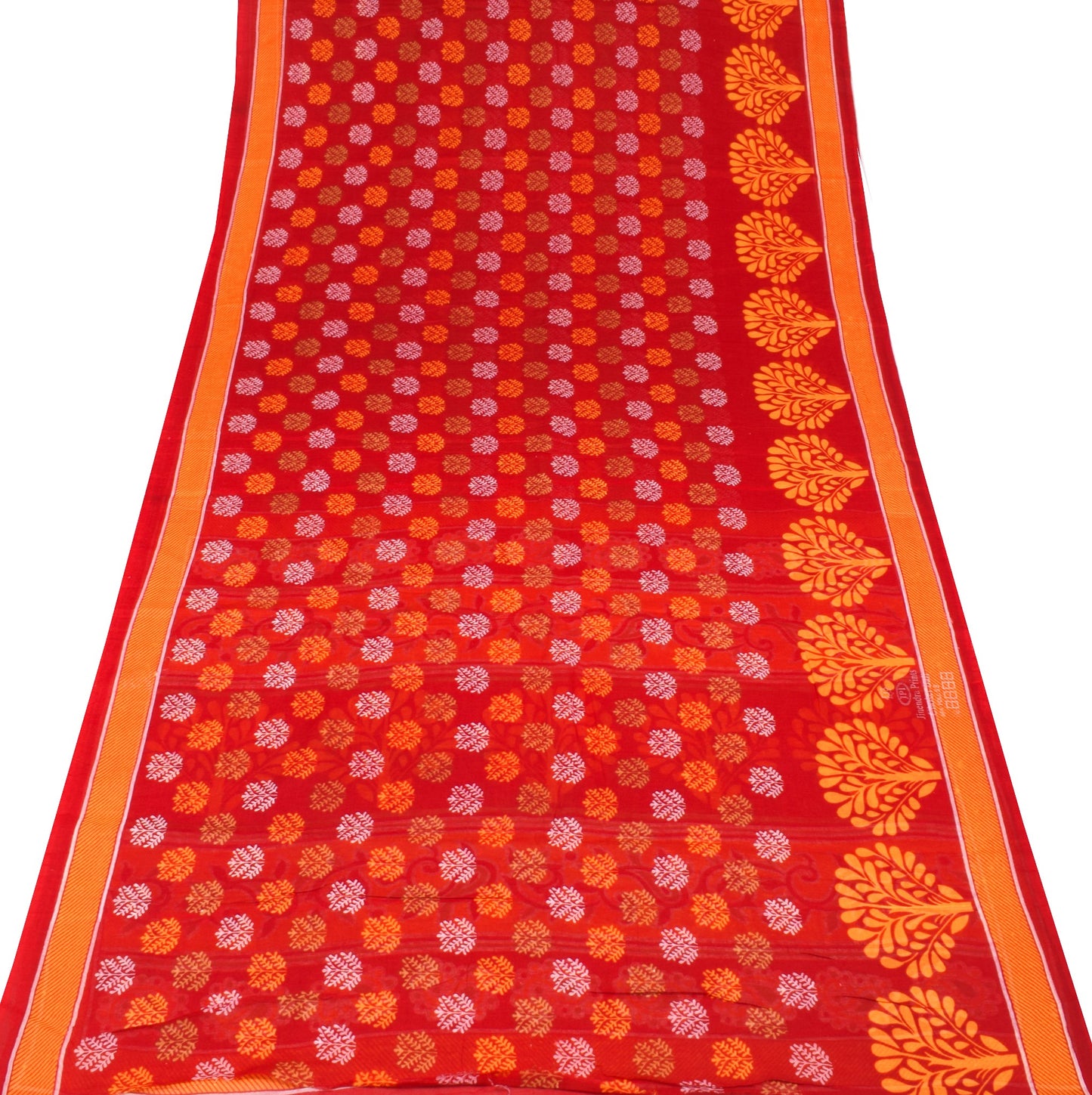 Sushila Vintage Red Floral Saree 100% Pure Cotton Printed DailyWear Craft Fabric