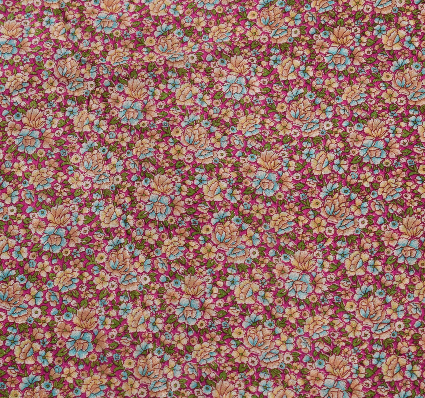 Sushila Vintage Magenta Blue Floral Saree Pure Silk Printed Soft Craft Fabric