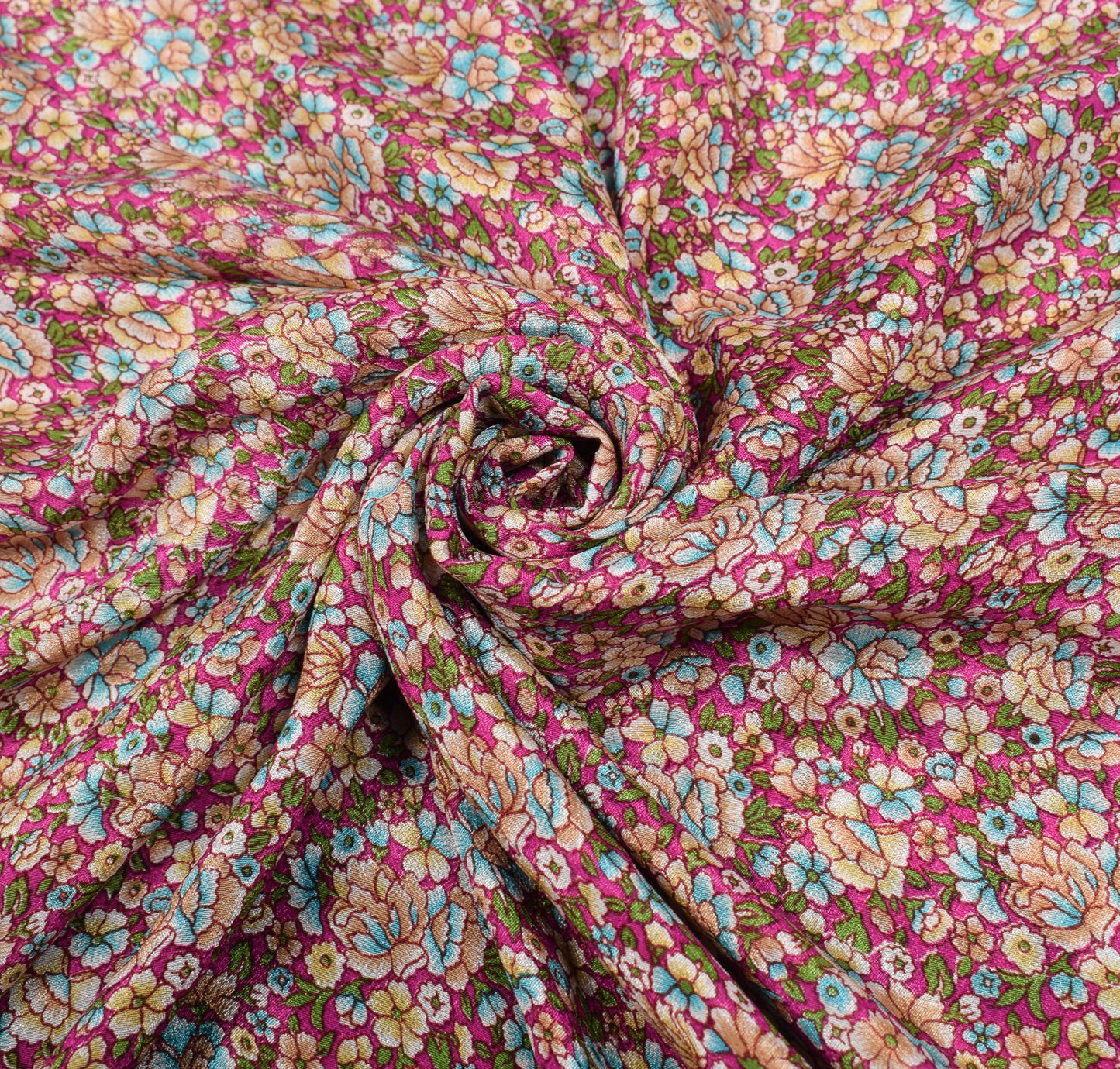 Sushila Vintage Magenta Blue Floral Saree Pure Silk Printed Soft Craft Fabric