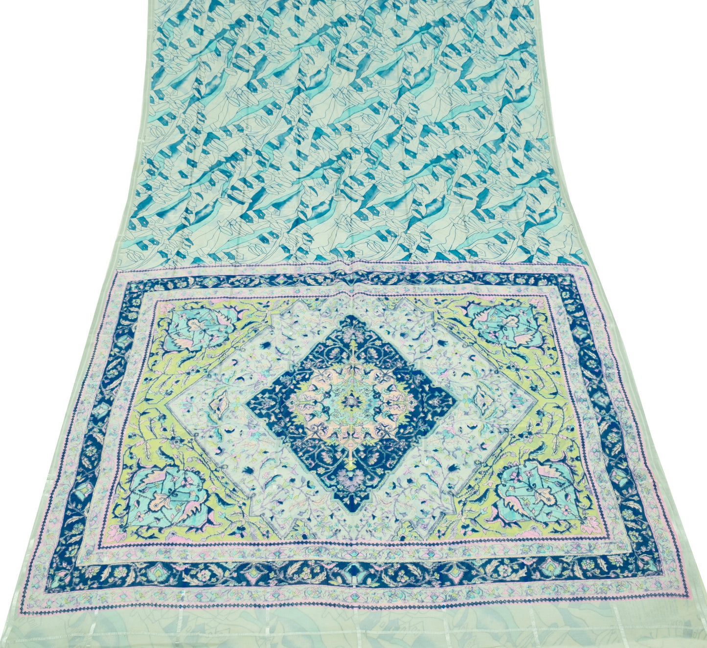 Sushila Vintage Gray BRANDED Saree Printed 100% Pure Chiffon Soft Craft Fabric