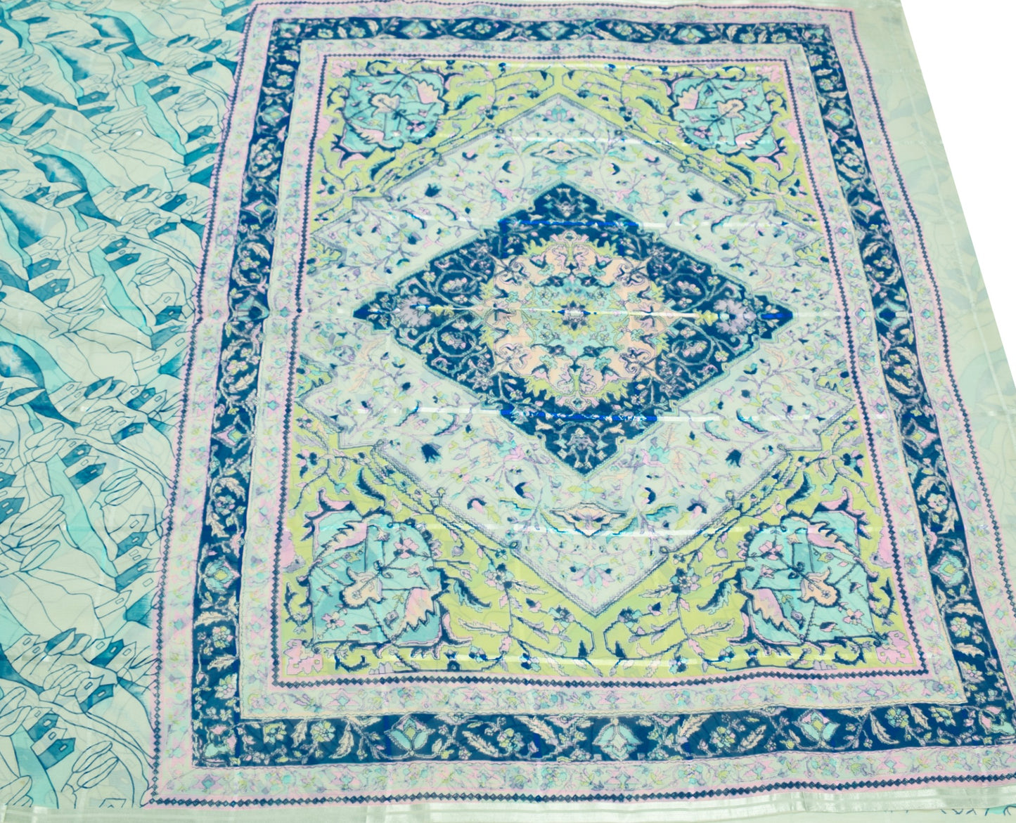 Sushila Vintage Gray BRANDED Saree Printed 100% Pure Chiffon Soft Craft Fabric