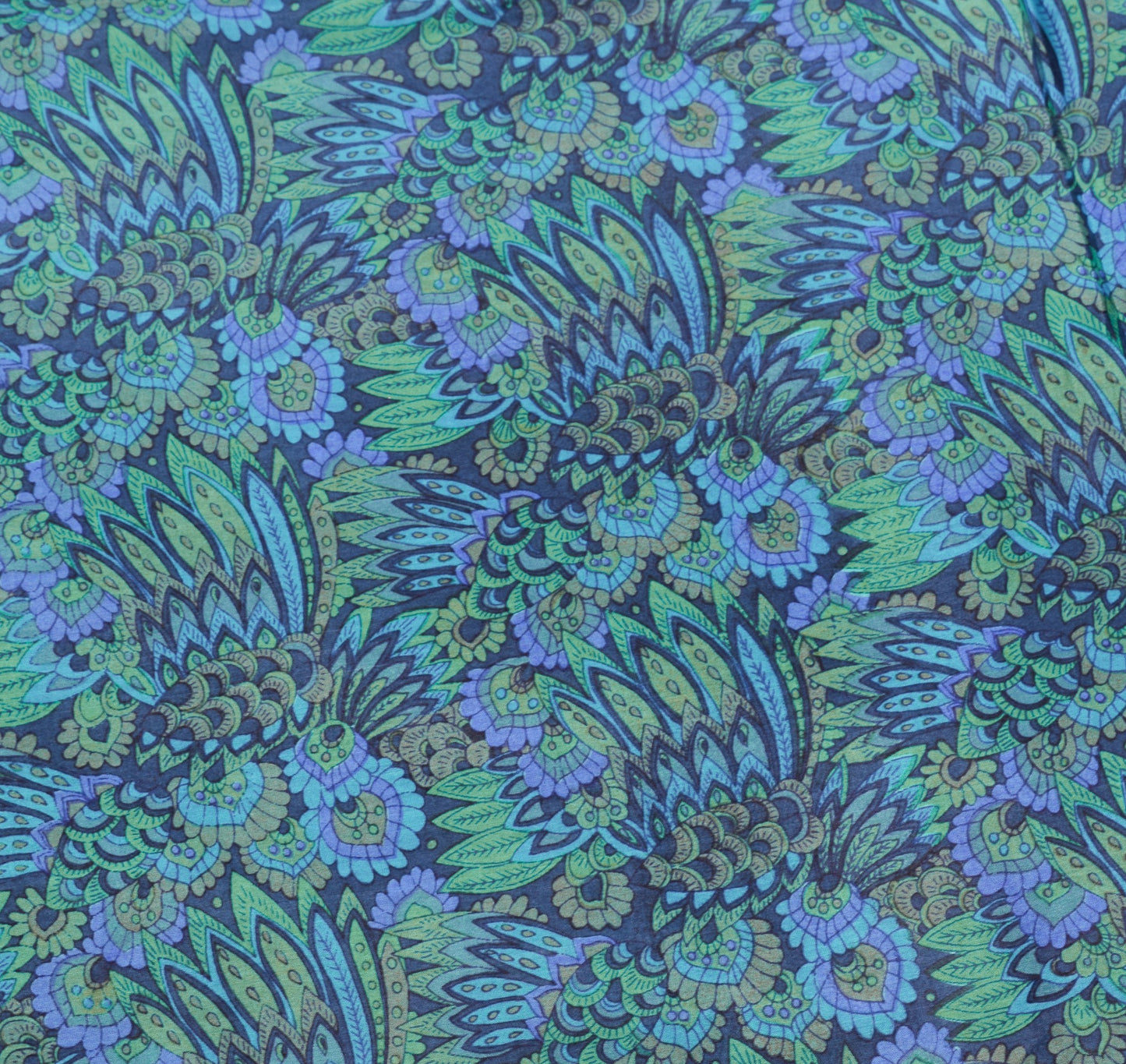 Sushila Vintage Dark Blue Saree 100% Pure Silk Printed Floral Soft Craft Fabric