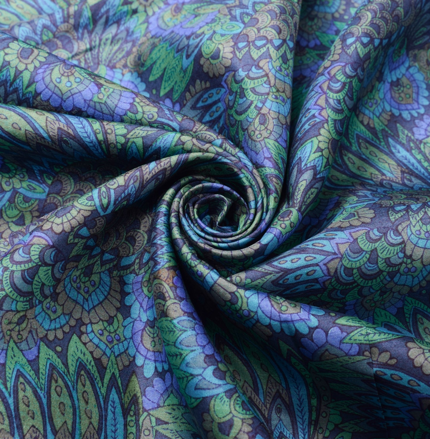 Sushila Vintage Dark Blue Saree 100% Pure Silk Printed Floral Soft Craft Fabric