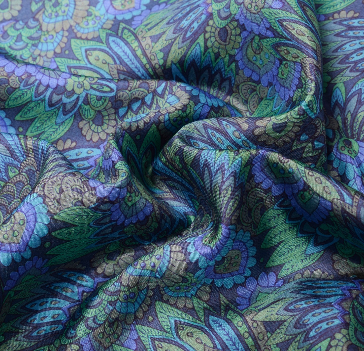 Sushila Vintage Dark Blue Saree 100% Pure Silk Printed Floral Soft Craft Fabric