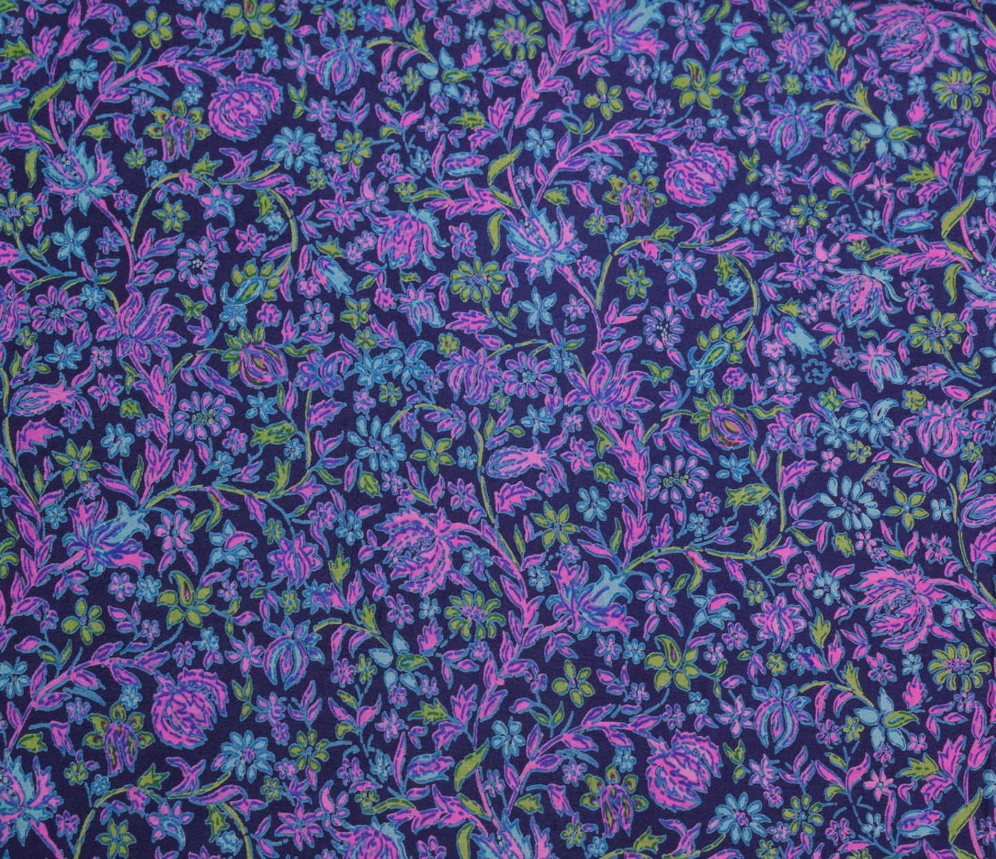 Sushila Vintage Floral Saree 100% Pure Silk Printed Blue Sari Soft Craft Fabric