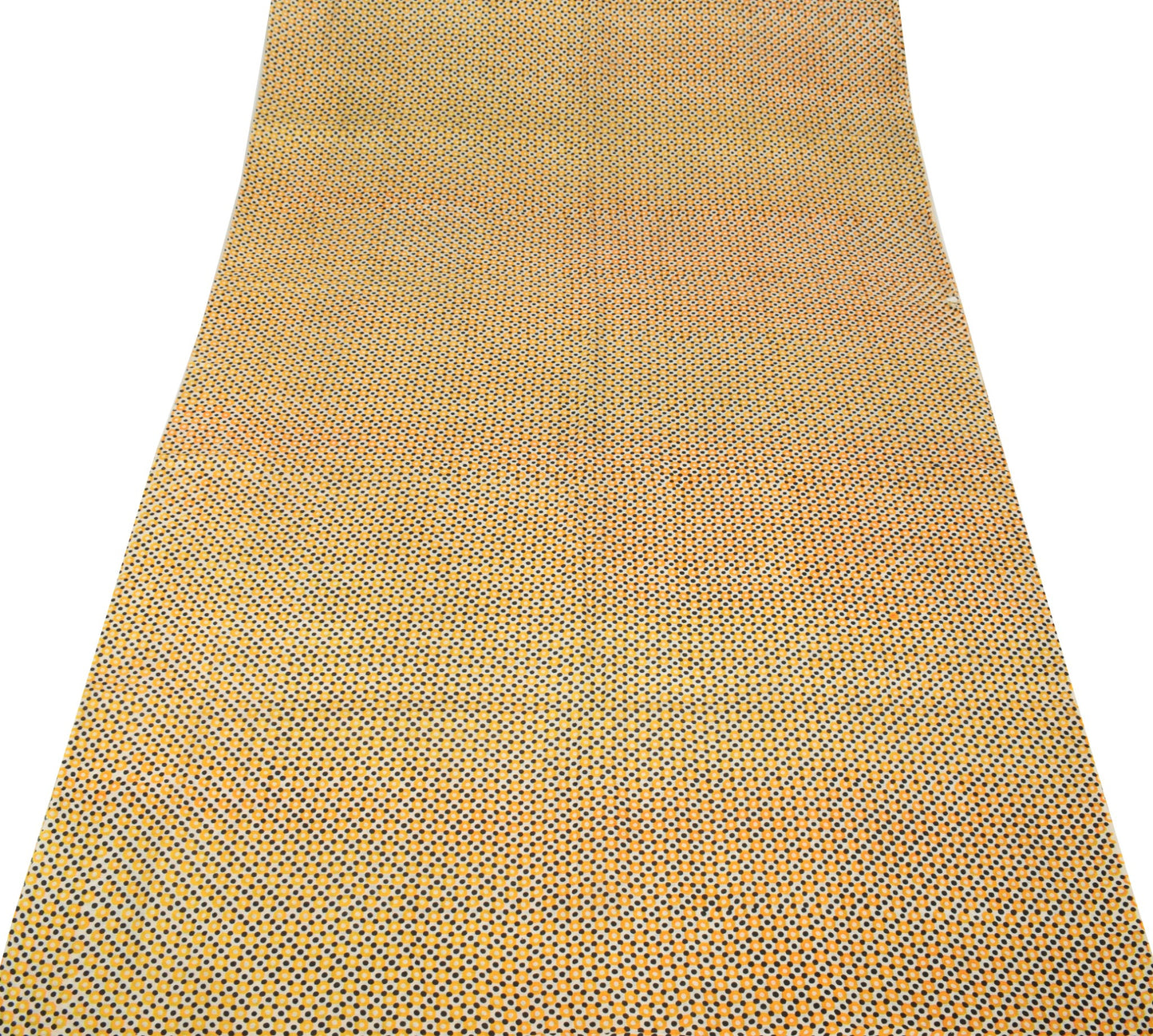 Sushila Vintage Cream Saree Pure Silk Printed Polka Dots Soft Retro Craft Fabric