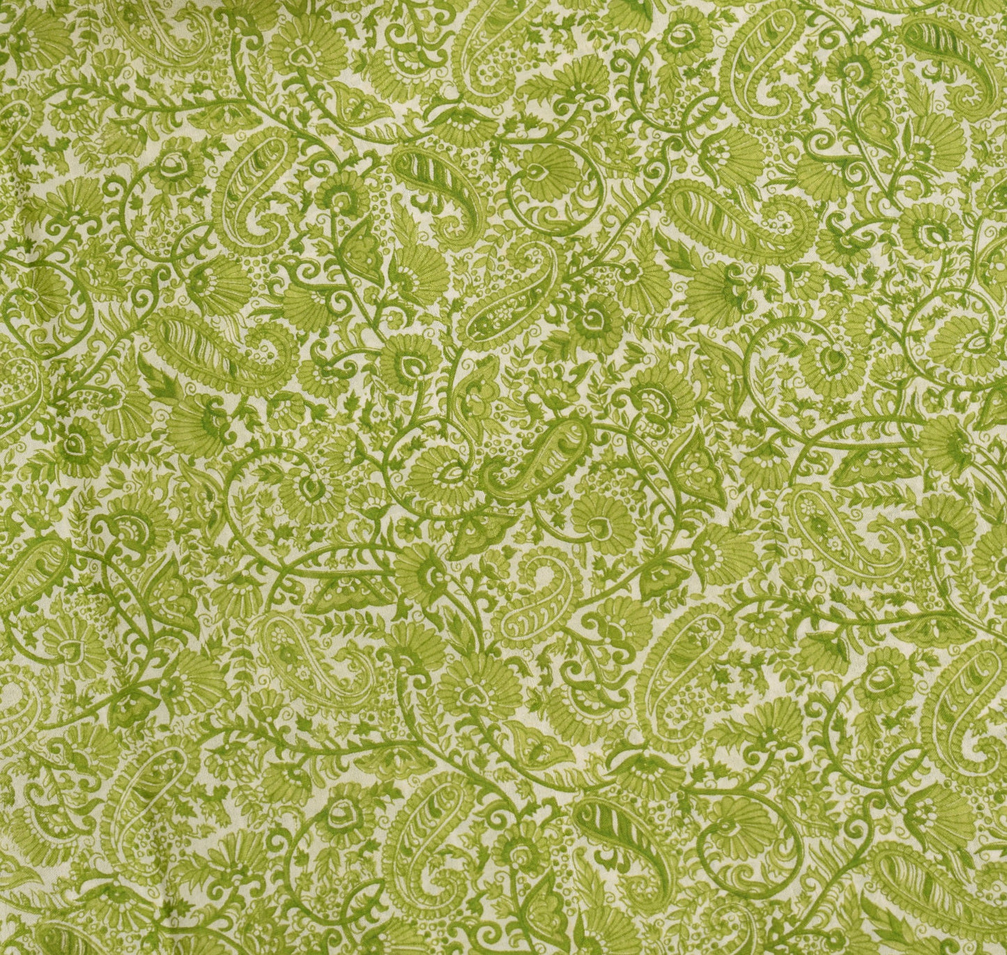 Sushila Vintage Off White Saree 100% Pure Silk Printed Paisley Soft Craft Fabric