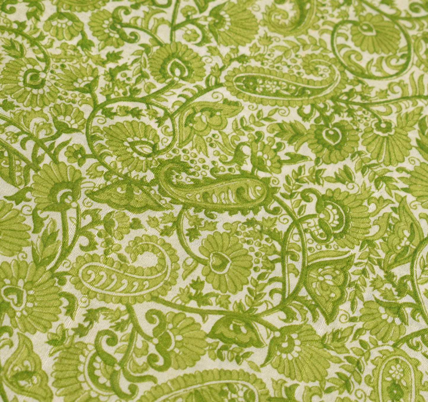 Sushila Vintage Off White Saree 100% Pure Silk Printed Paisley Soft Craft Fabric