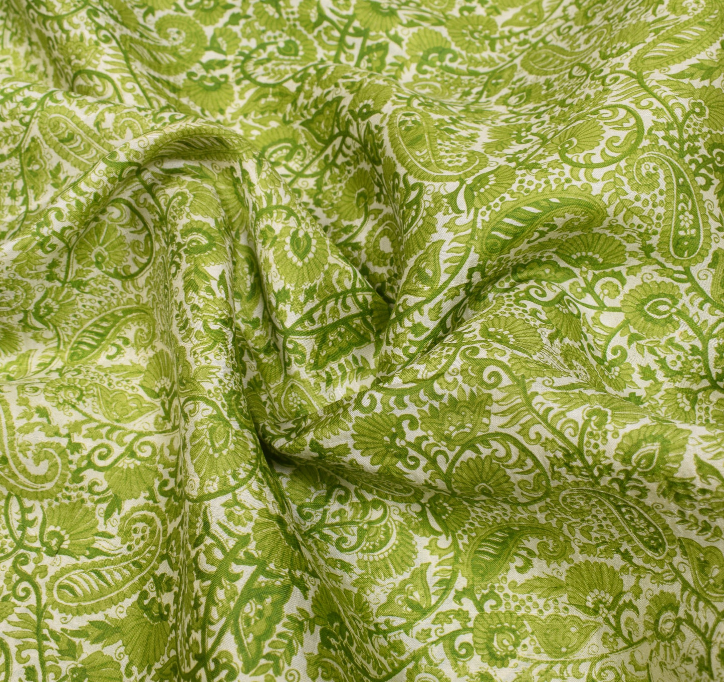 Sushila Vintage Off White Saree 100% Pure Silk Printed Paisley Soft Craft Fabric