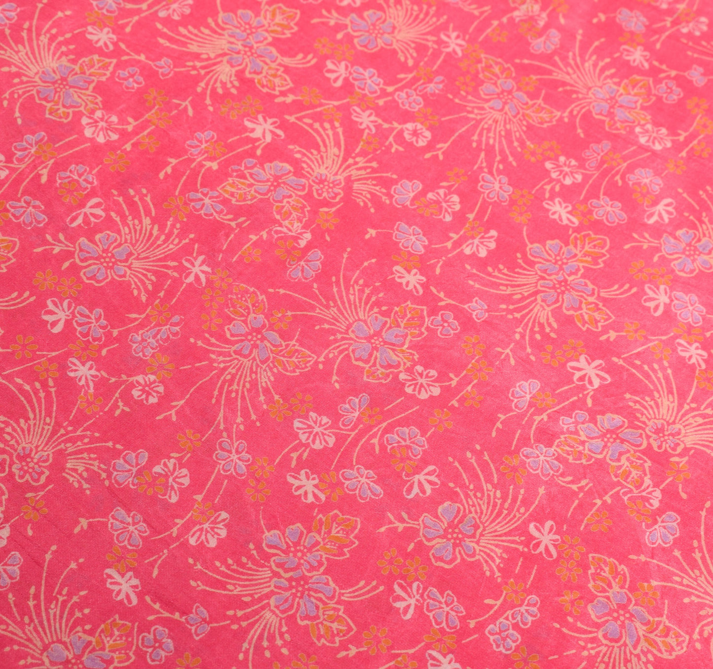 Sushila Vintage Floral Pink Saree Pure Silk Printed Soft Indian Craft Fabric