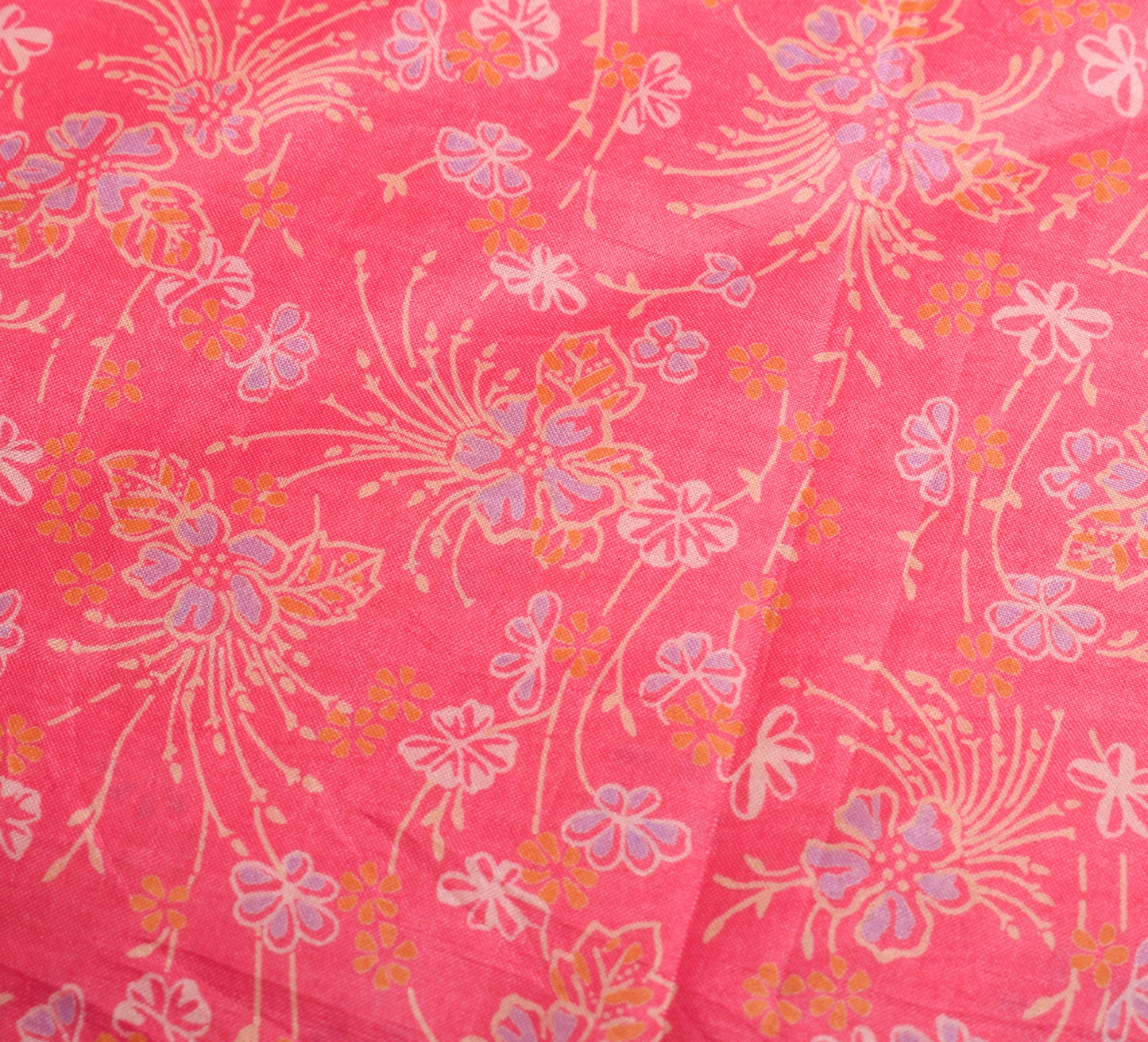 Sushila Vintage Floral Pink Saree Pure Silk Printed Soft Indian Craft Fabric
