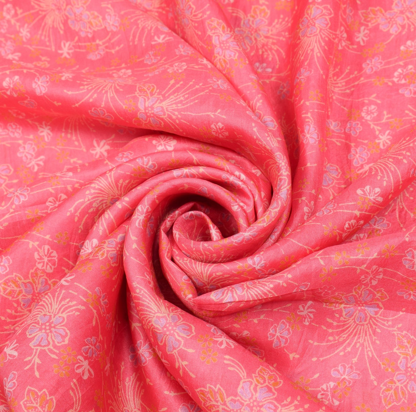 Sushila Vintage Floral Pink Saree Pure Silk Printed Soft Indian Craft Fabric