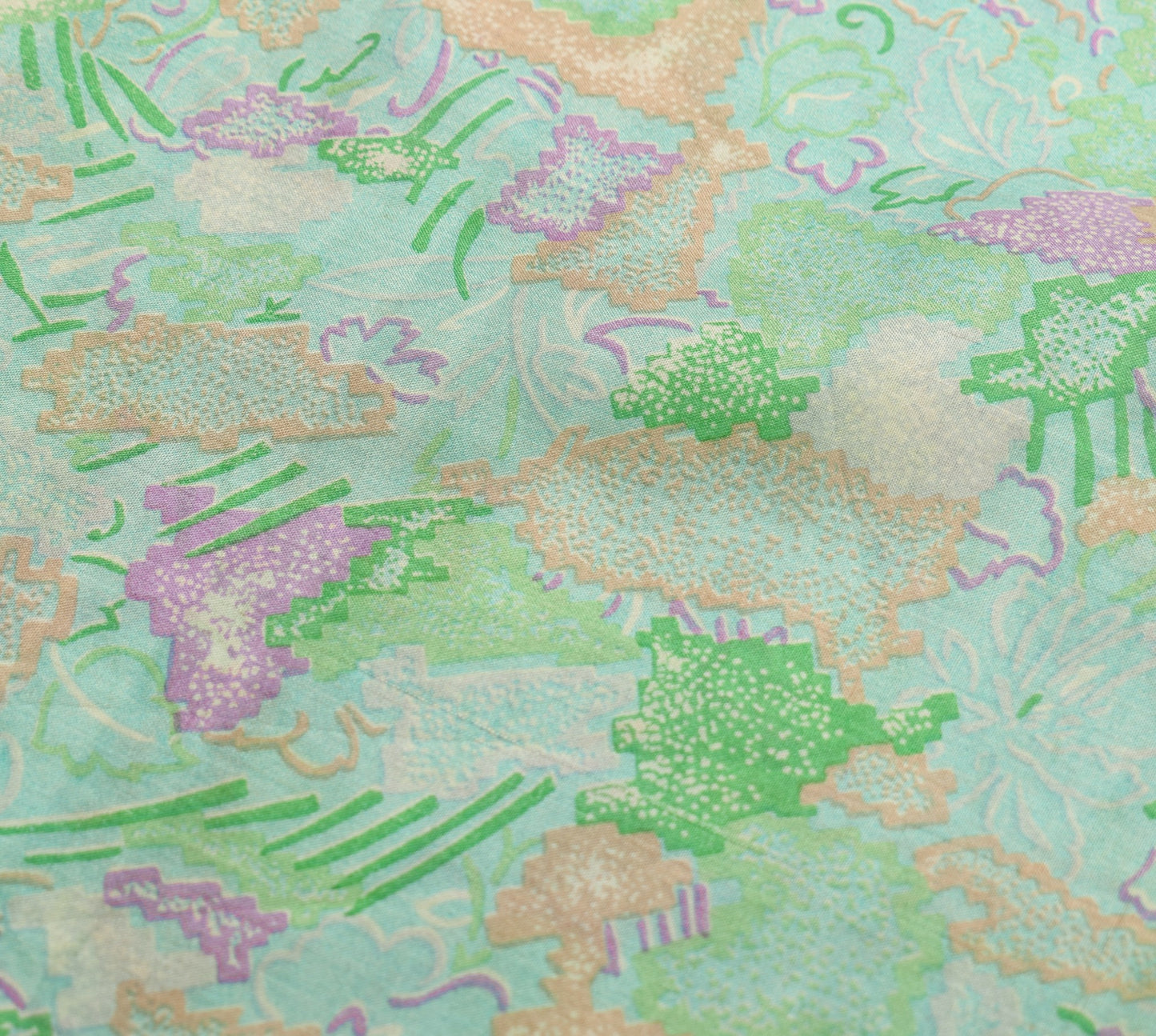 Sushila Vintage Sky Blue Saree 100% Pure Silk Printed Indian Soft Craft Fabric